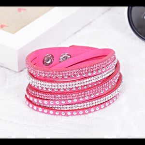 Hot Pink Wrap Bracelet Snap Closure New